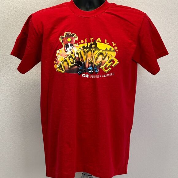 Vintage 90s Venice Italy Princess Cruises T Shirt Cruise Liner Ship Red S Small - Picture 2 of 7